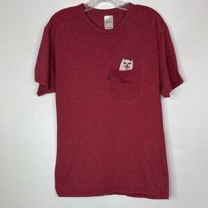 Rip N Dip Nermal Pocket Cat Red Tshirt Medium